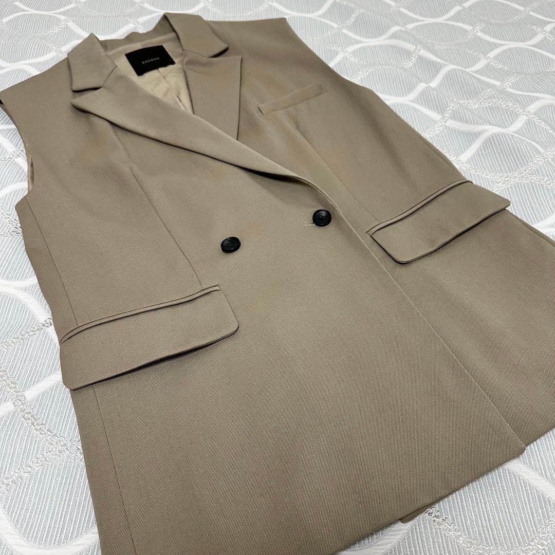 【美品】anuans ウールブレンドツイルオーバー ジレ