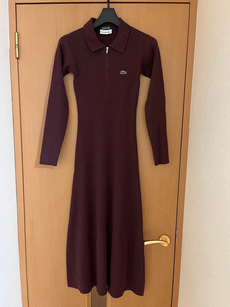 SNIDELl×LACOSTEスキッパーリブニットワンピース