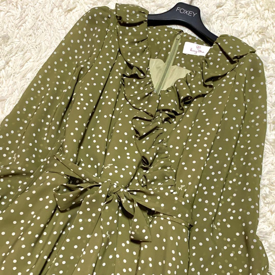 未使用級✨ケイミー kayme ポルカドット ラッフル ワンピース シフォン