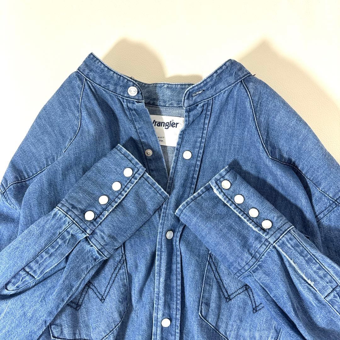 SHIPS シップス別注 Wrangler デニムワンピース バンドカラー