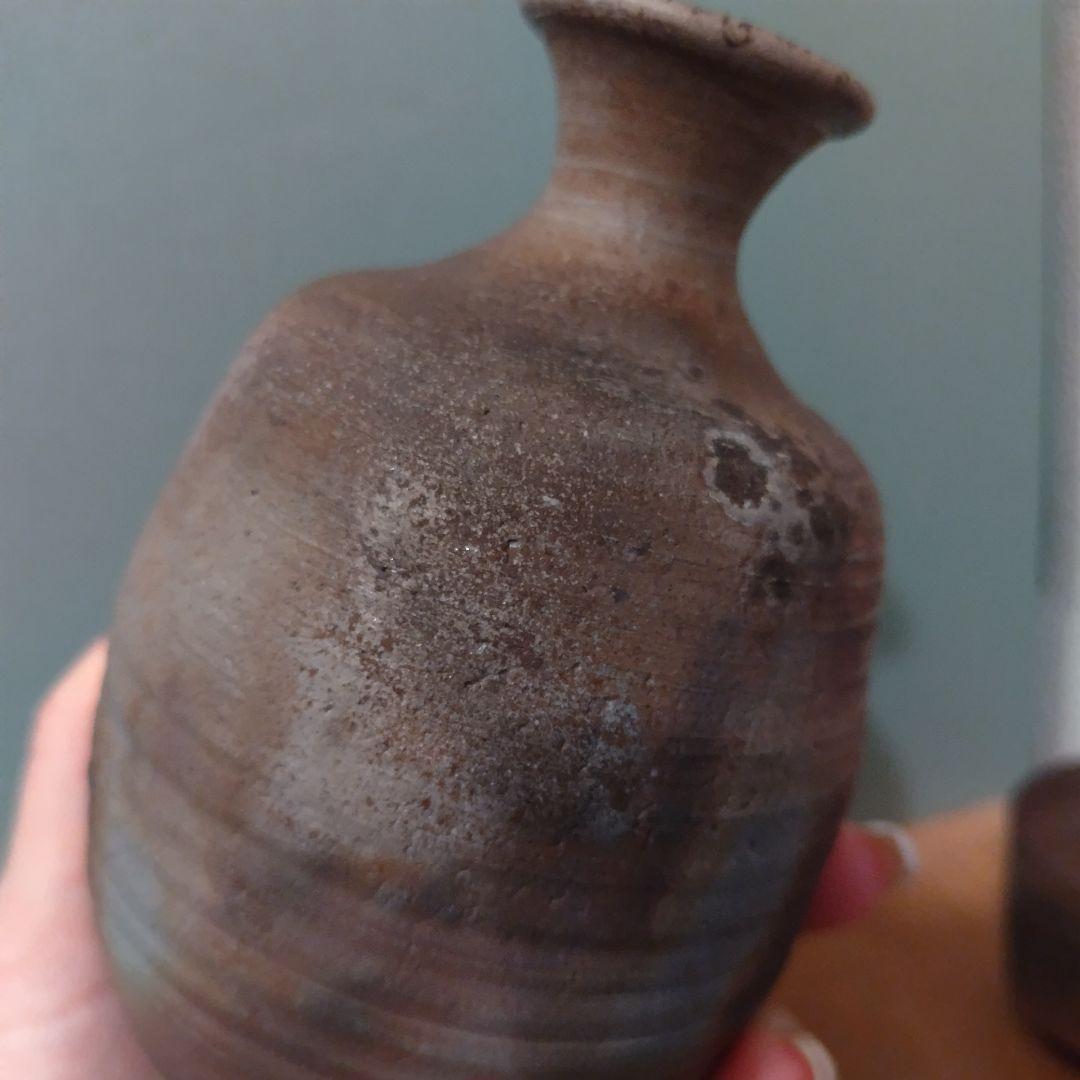 備前焼　徳利＆ぐい呑セット　酒器　岡山伝統工芸品　青備前