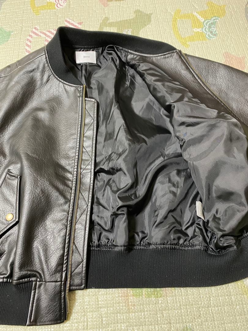 Bleme ボンバージャケット 黒 レザー