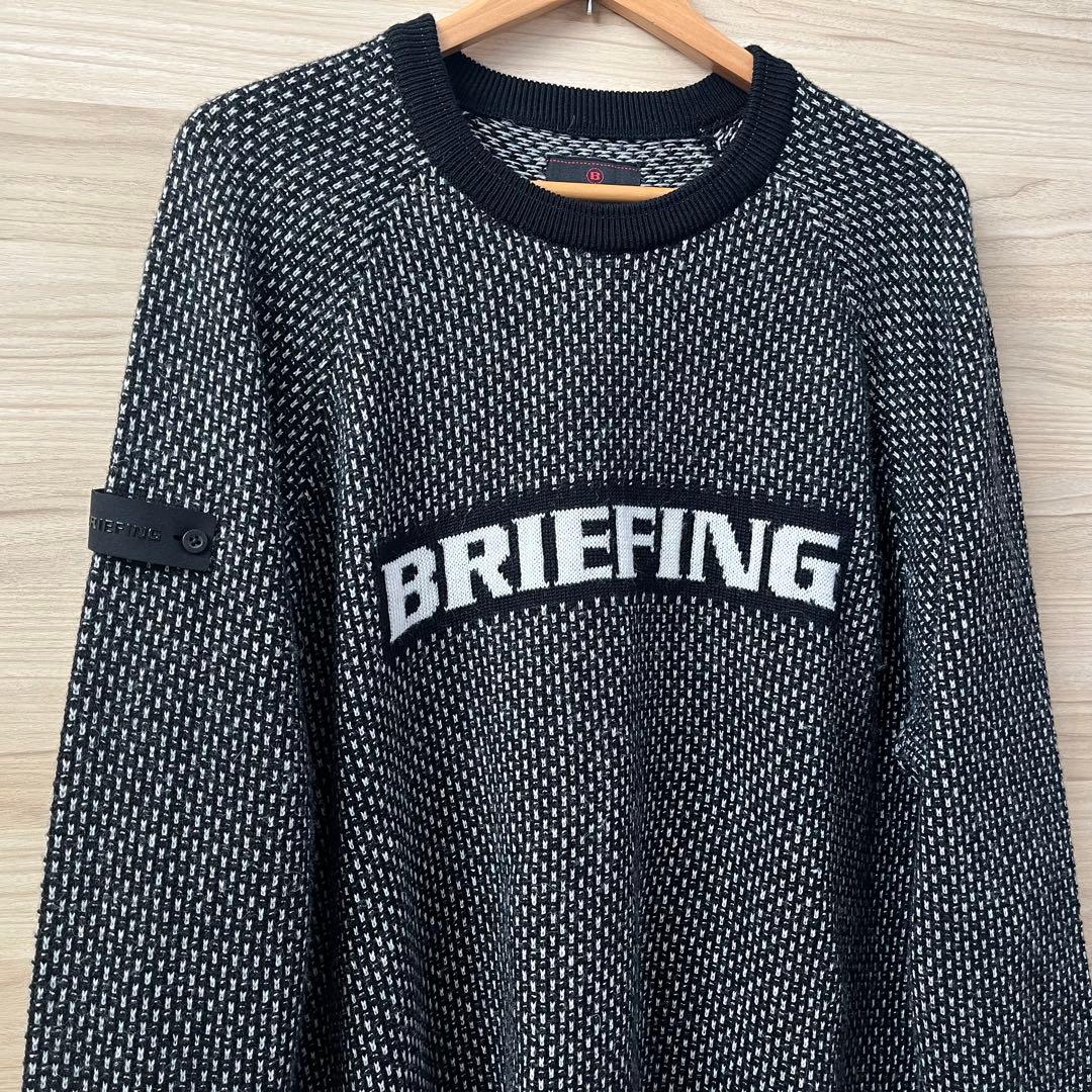 極美品★37,400円 BRIEFING メリノウールロゴニット セーター黒XL