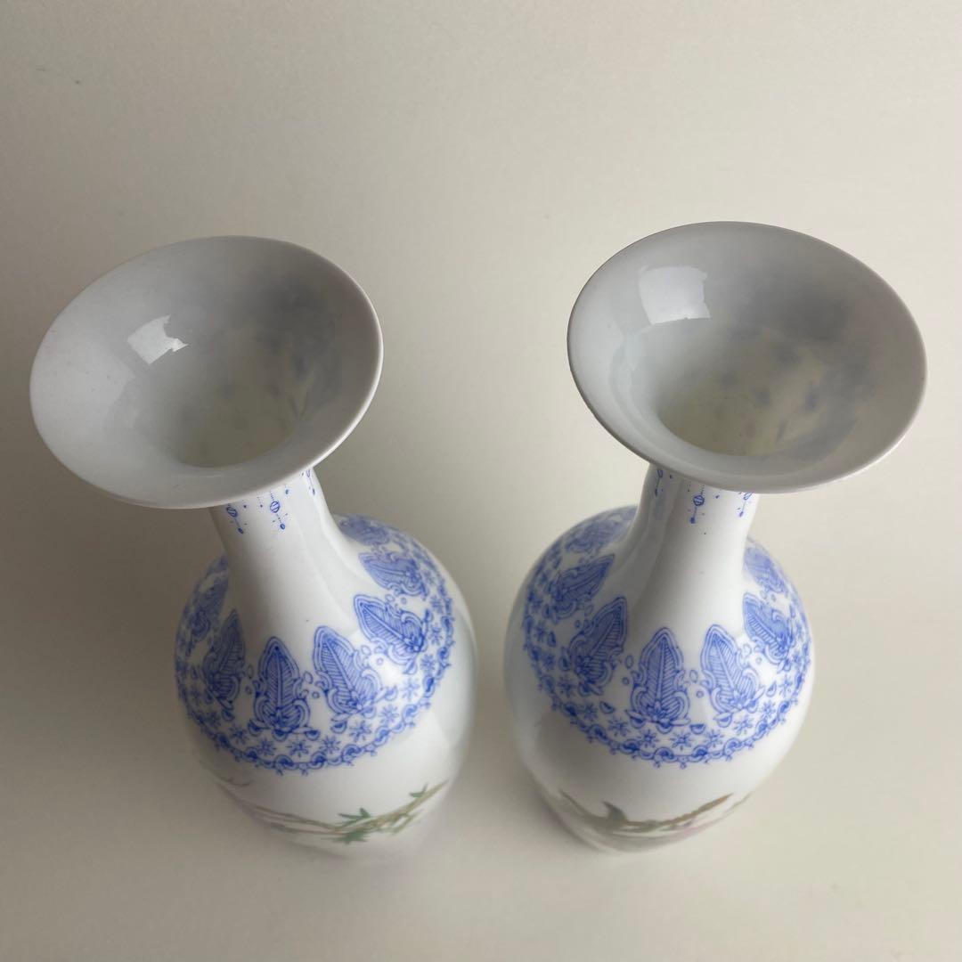 中国 美術 薄胎 花鳥 花瓶 景徳鎮製