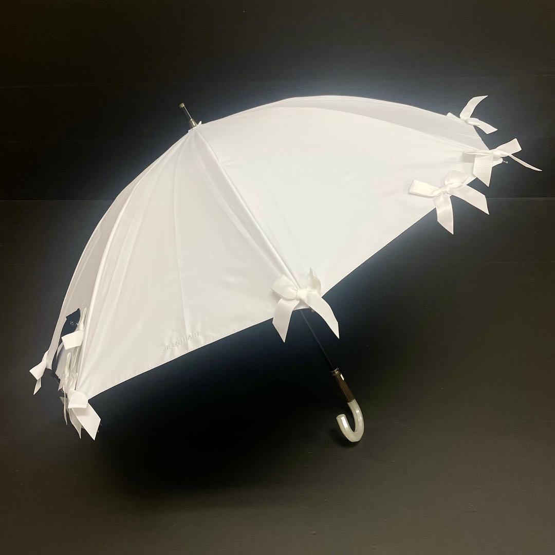 だ*ん様 新品52899　ジルスチュアート＊白ホワイト　リボンモチーフ 晴雨兼用
