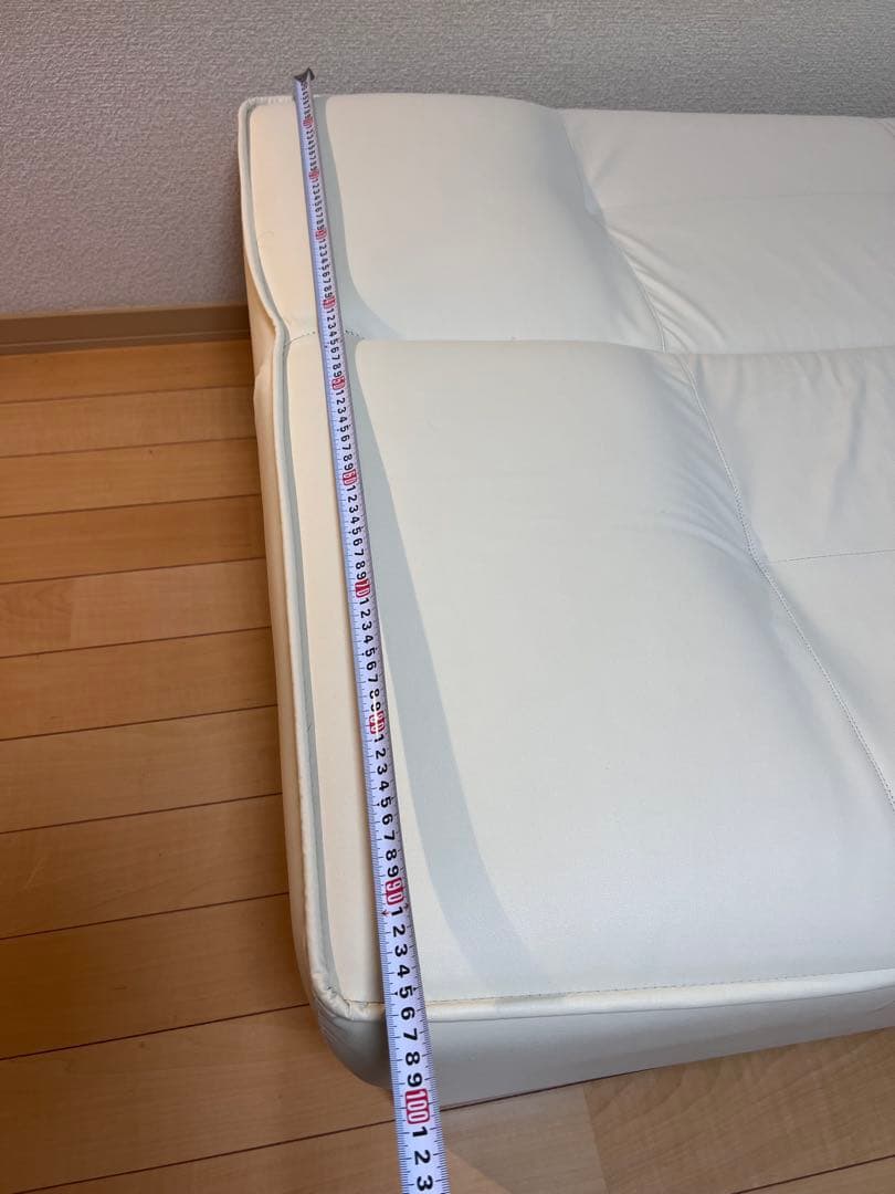ソファベッド 【送料込】 日本製 国産アイボリー合成皮革(PVC)