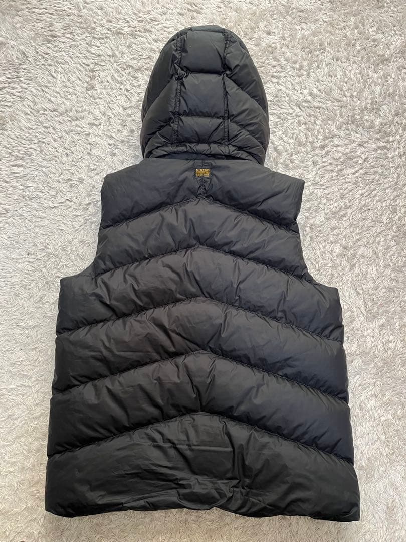 G-Star RAW フード付きダウンベスト M 黒 ブラック