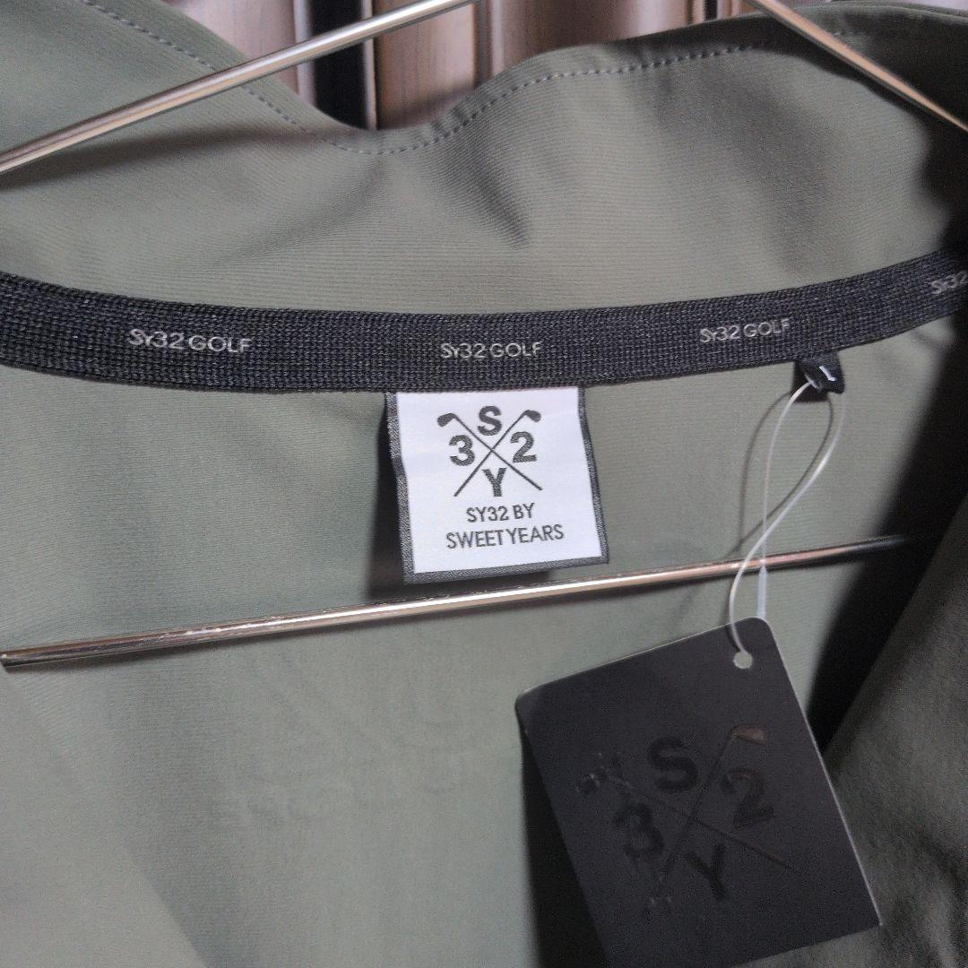 SY32 :メンズ:Lサイズ:ハーフジップ長袖シャツ:オリーブ色