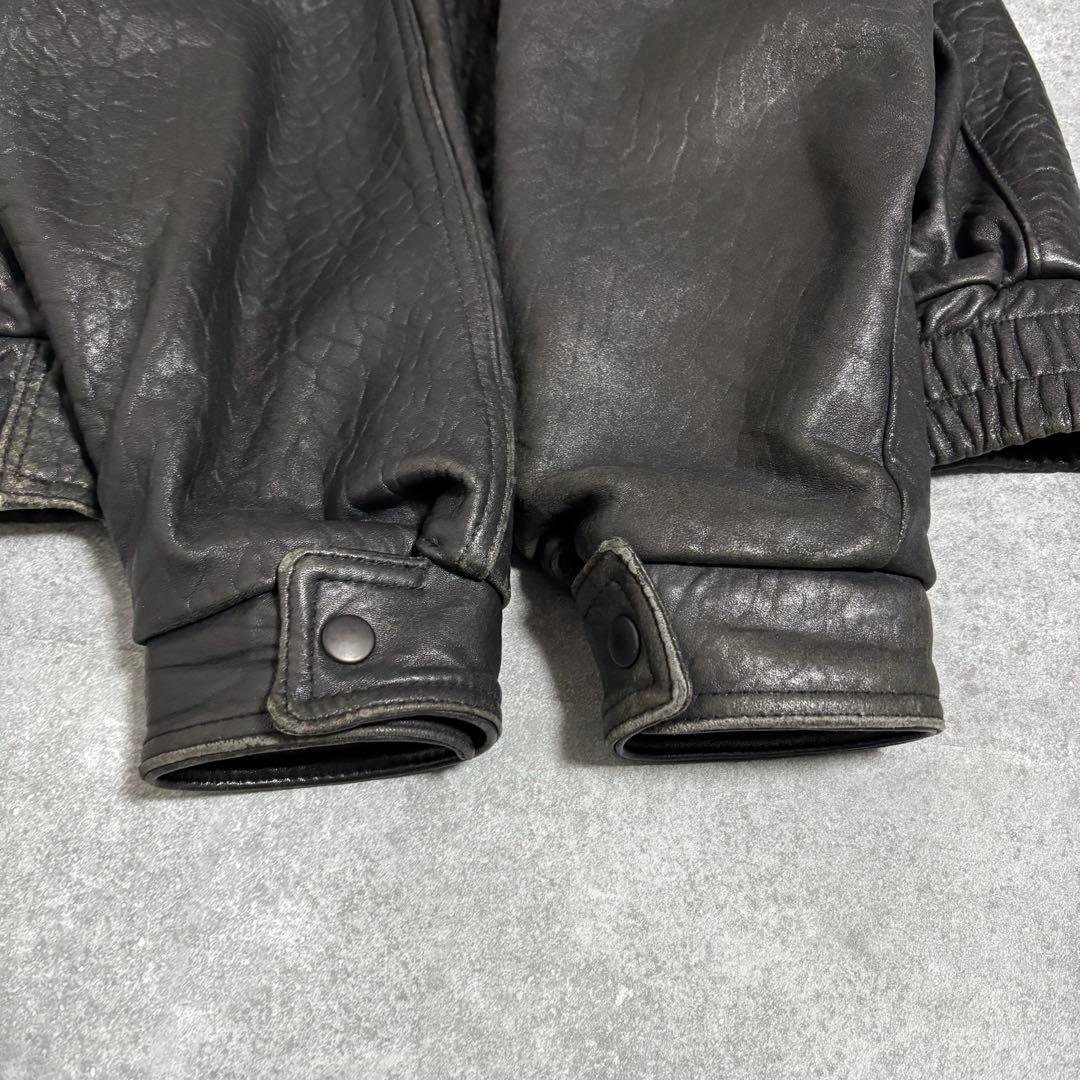 90s Leather Jacket ブラックレザージャケット A-2 着画あり