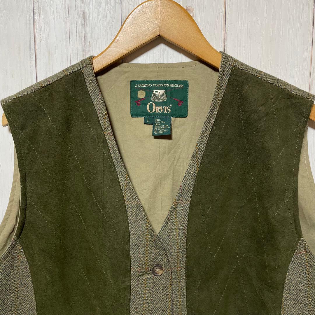 90s ORVIS レア ハンティング ツイード ウール ベスト ジャケット
