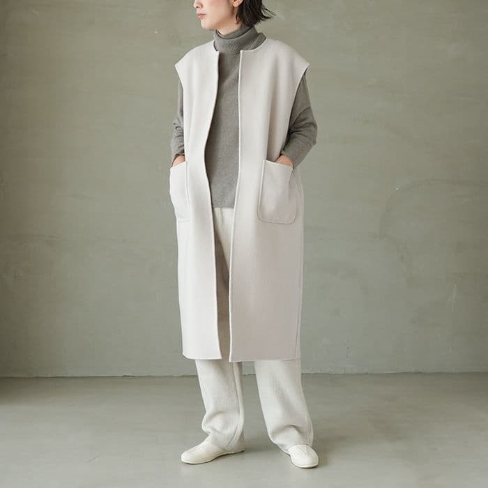 evam eva ウールロングベスト ジレ