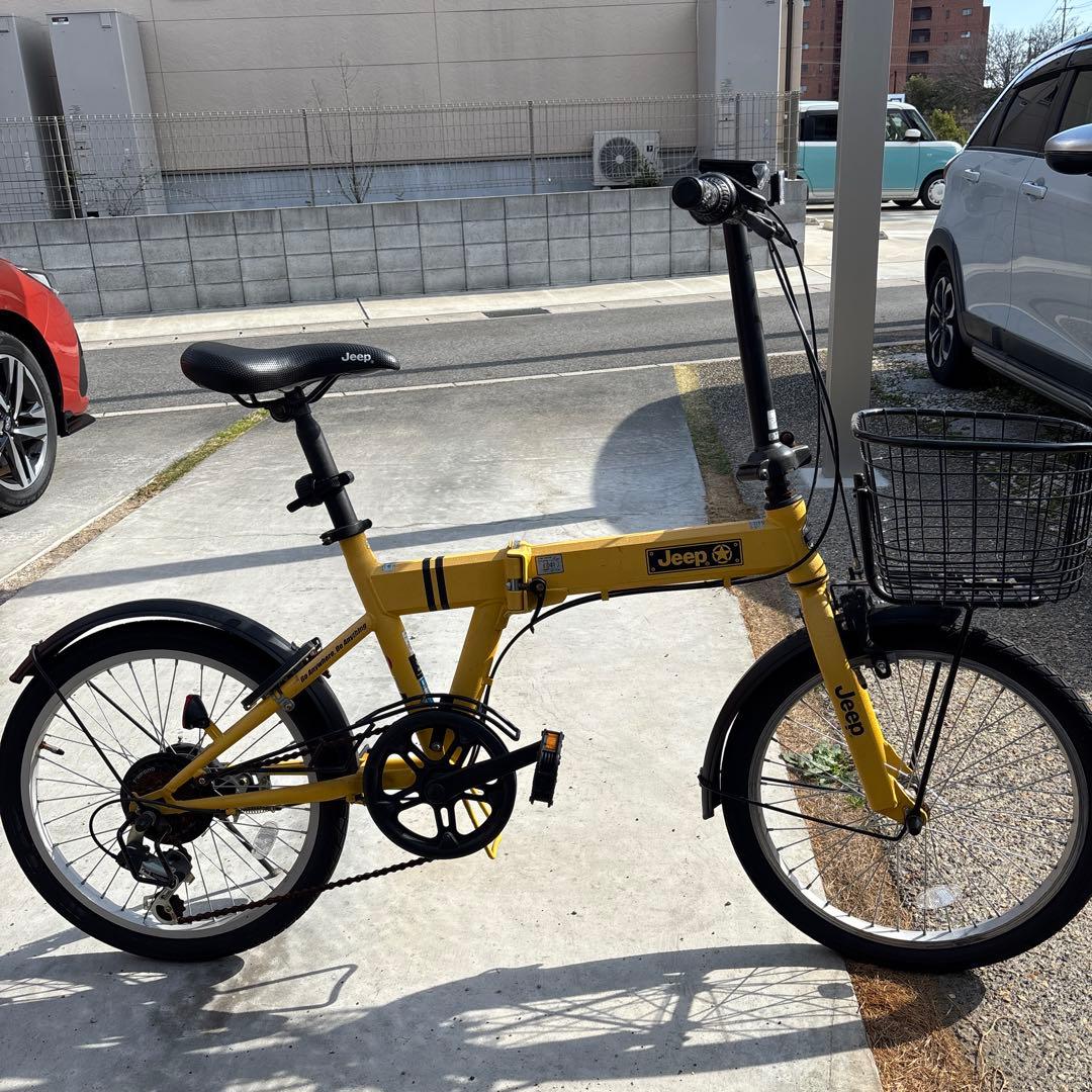【愛知県引取限定】JEEP折りたたみ自転車 イエロー バスケット付き