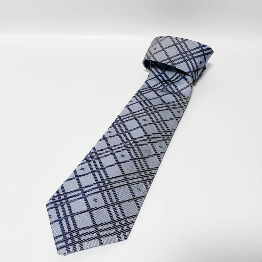BURBERRY LONDON ネクタイ ホースロゴ 水色 チェック 未使用