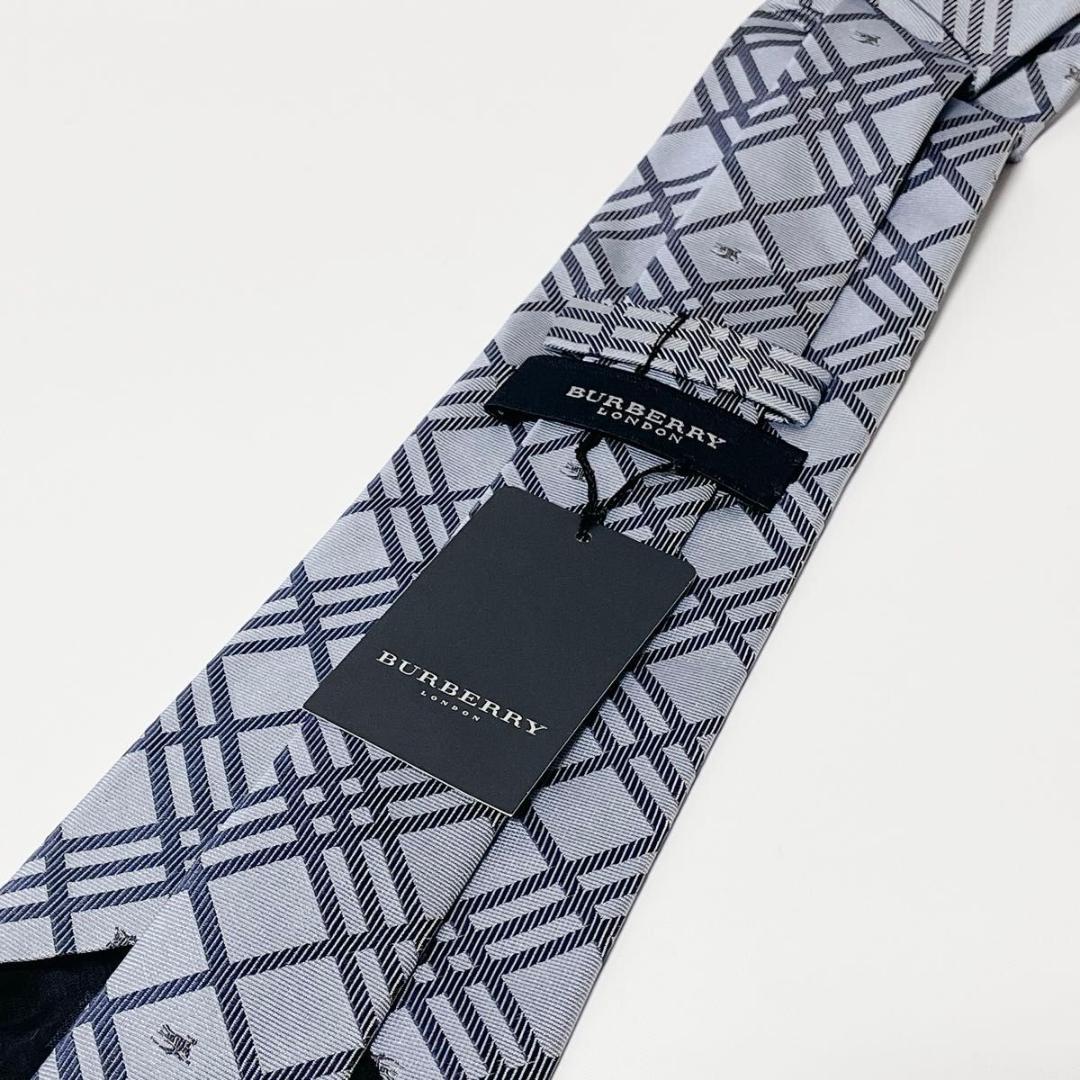 BURBERRY LONDON ネクタイ ホースロゴ 水色 チェック 未使用