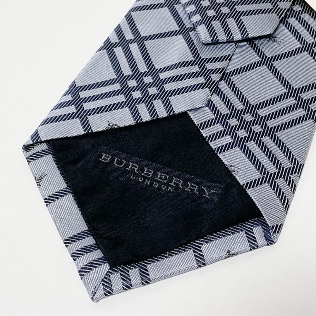 BURBERRY LONDON ネクタイ ホースロゴ 水色 チェック 未使用