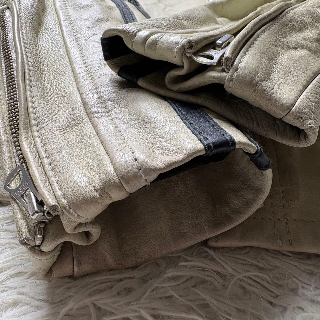 L 良品　クラシックレーサー　Schott　シングルライダース　牛革　ホワイト