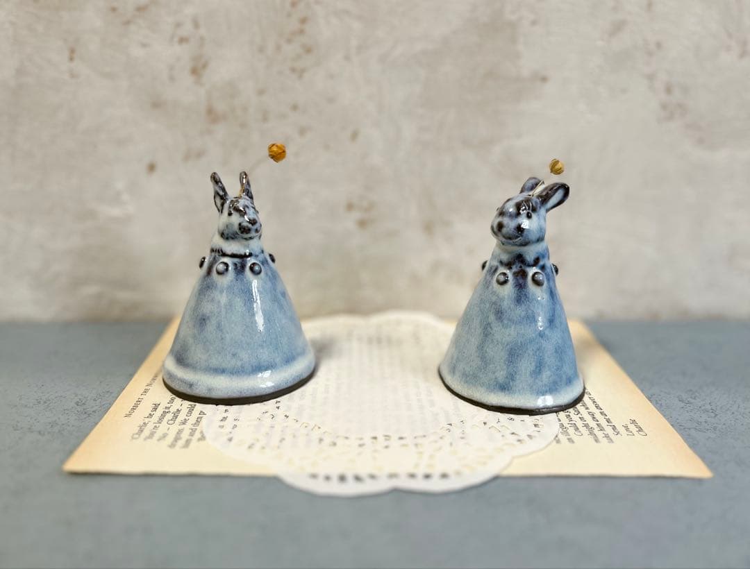 Allangeloアランジェロ様　ウサギうさぎ陶器ベル オブジェ blythe