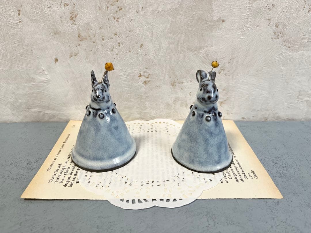 Allangeloアランジェロ様　ウサギうさぎ陶器ベル オブジェ blythe