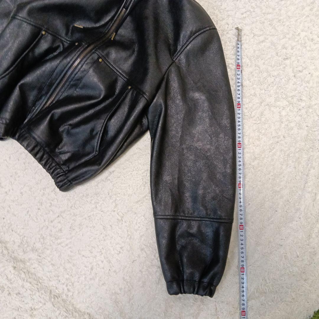 zara フェイクレザー フーディー ジップ ブルゾン L Y2K 黒