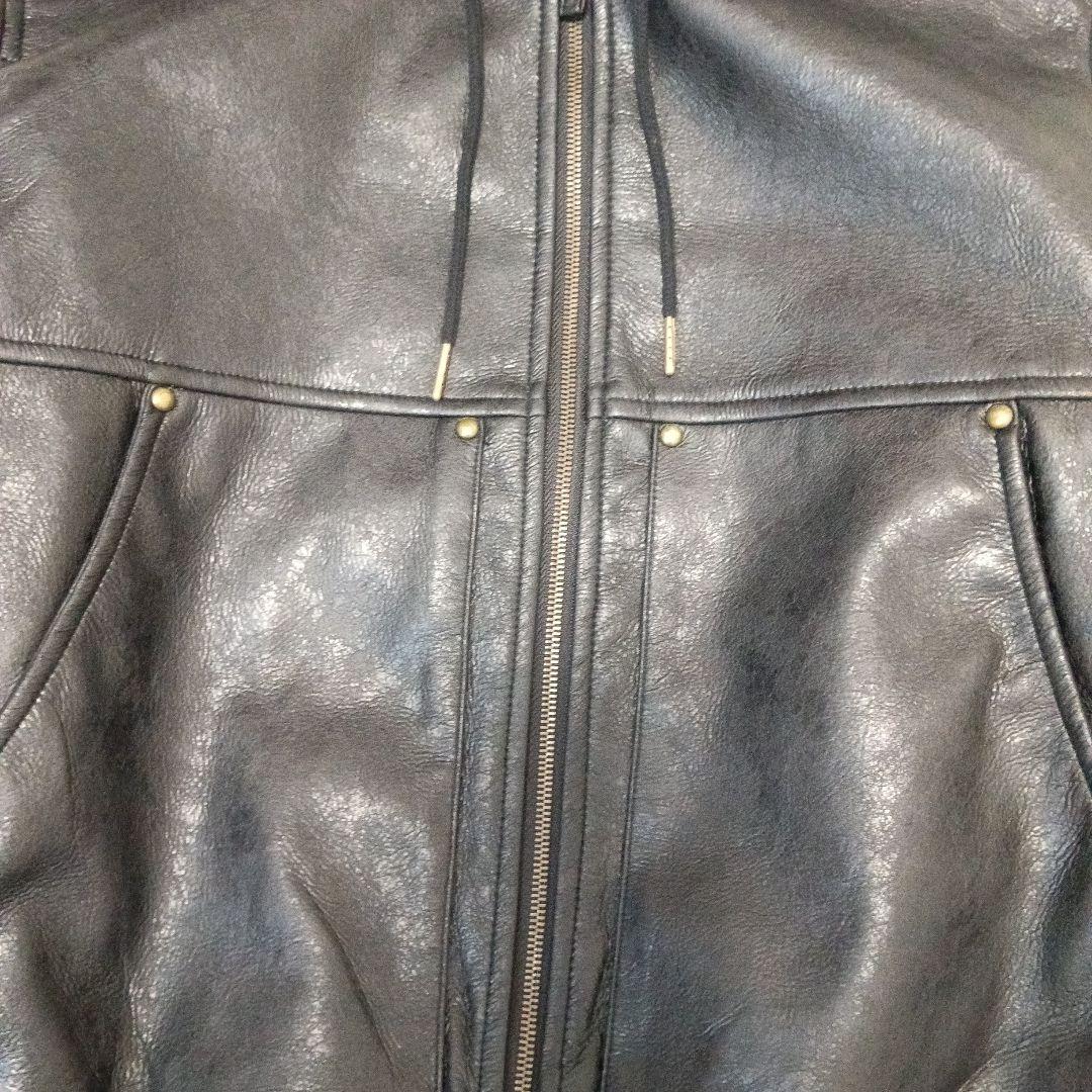 zara フェイクレザー フーディー ジップ ブルゾン L Y2K 黒