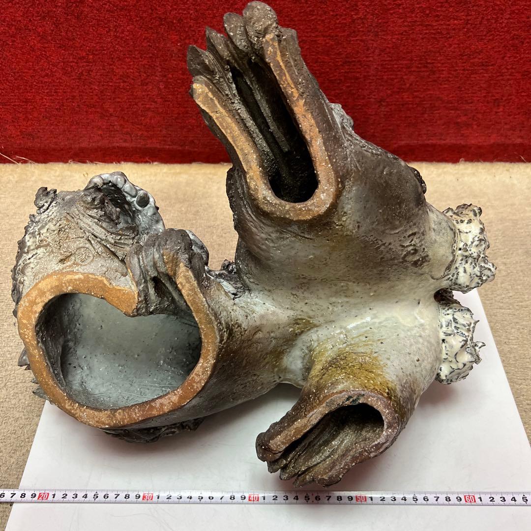 小久保凌 萩焼 灰被獅子置 共箱 11.8kg 東キ8-0313☆2Fトコオコ