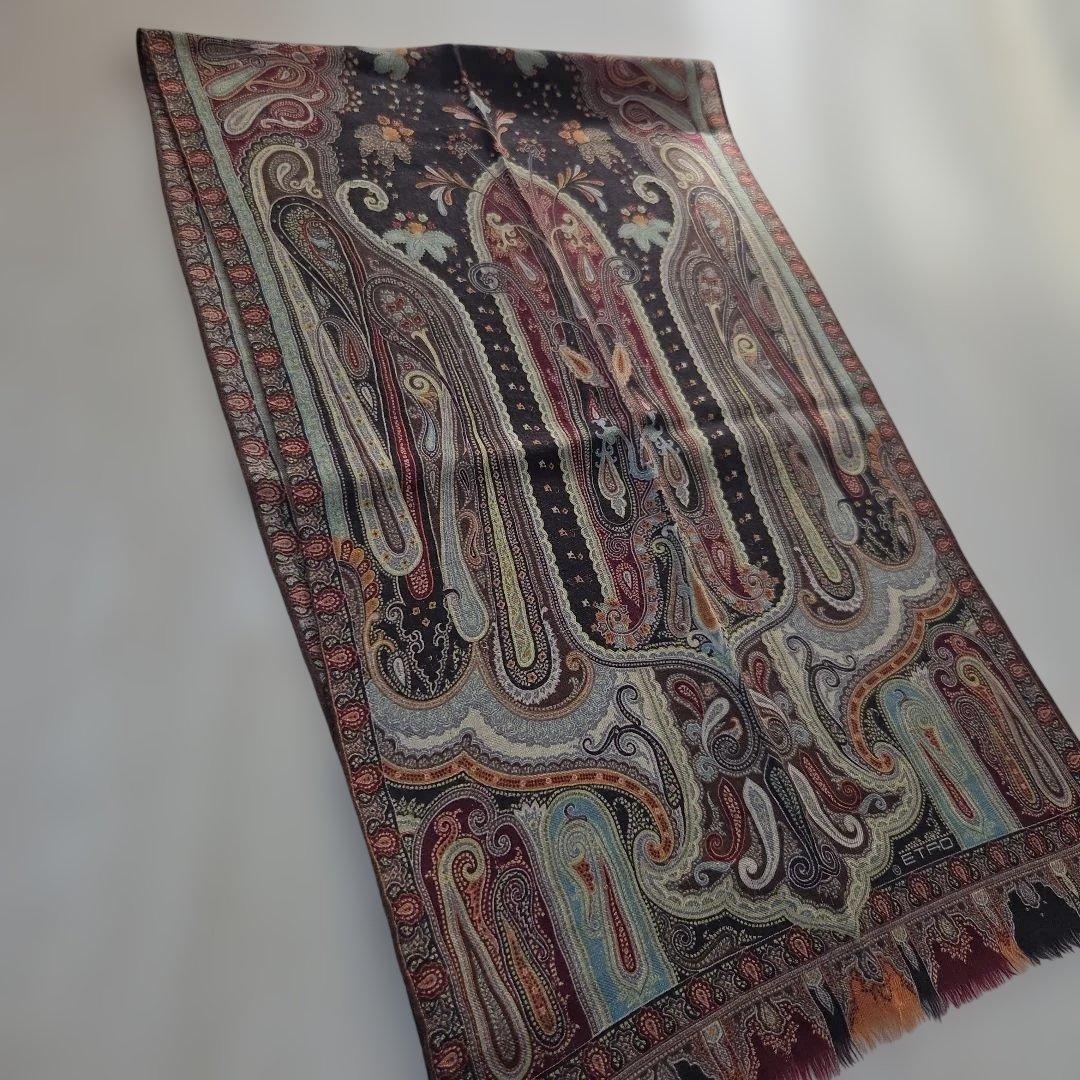 【美品】ETRO ペイズリー柄スカーフ マルチカラー