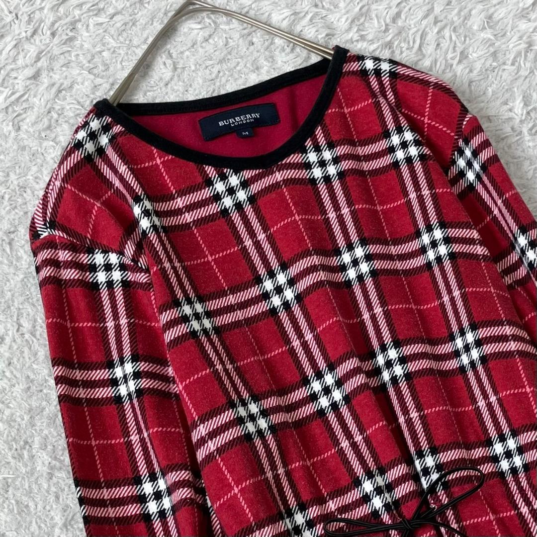 美品✨バーバリーロンドン ロングワンピース ノバチェック フレア ピンク M