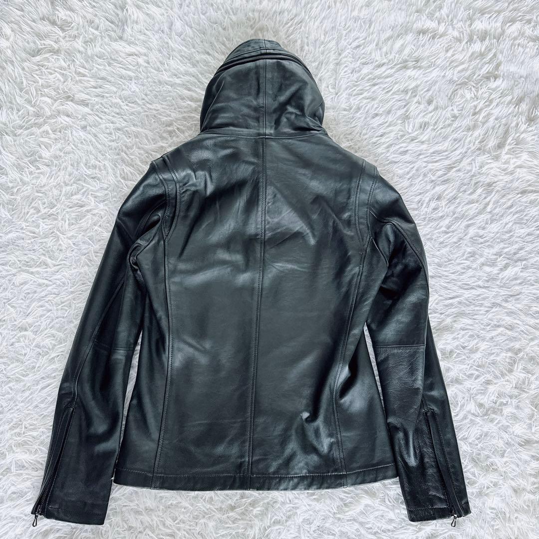 【KATHARINE HAMNETT】シングルライダース 羊革 カーキ系 L