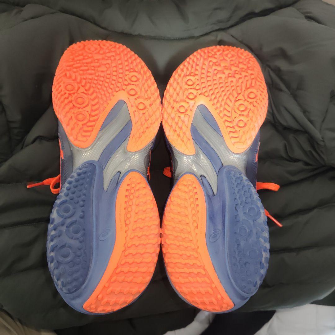 美品asics COURT FF3 OCテニスシューズネイビー/オレンジ25.5