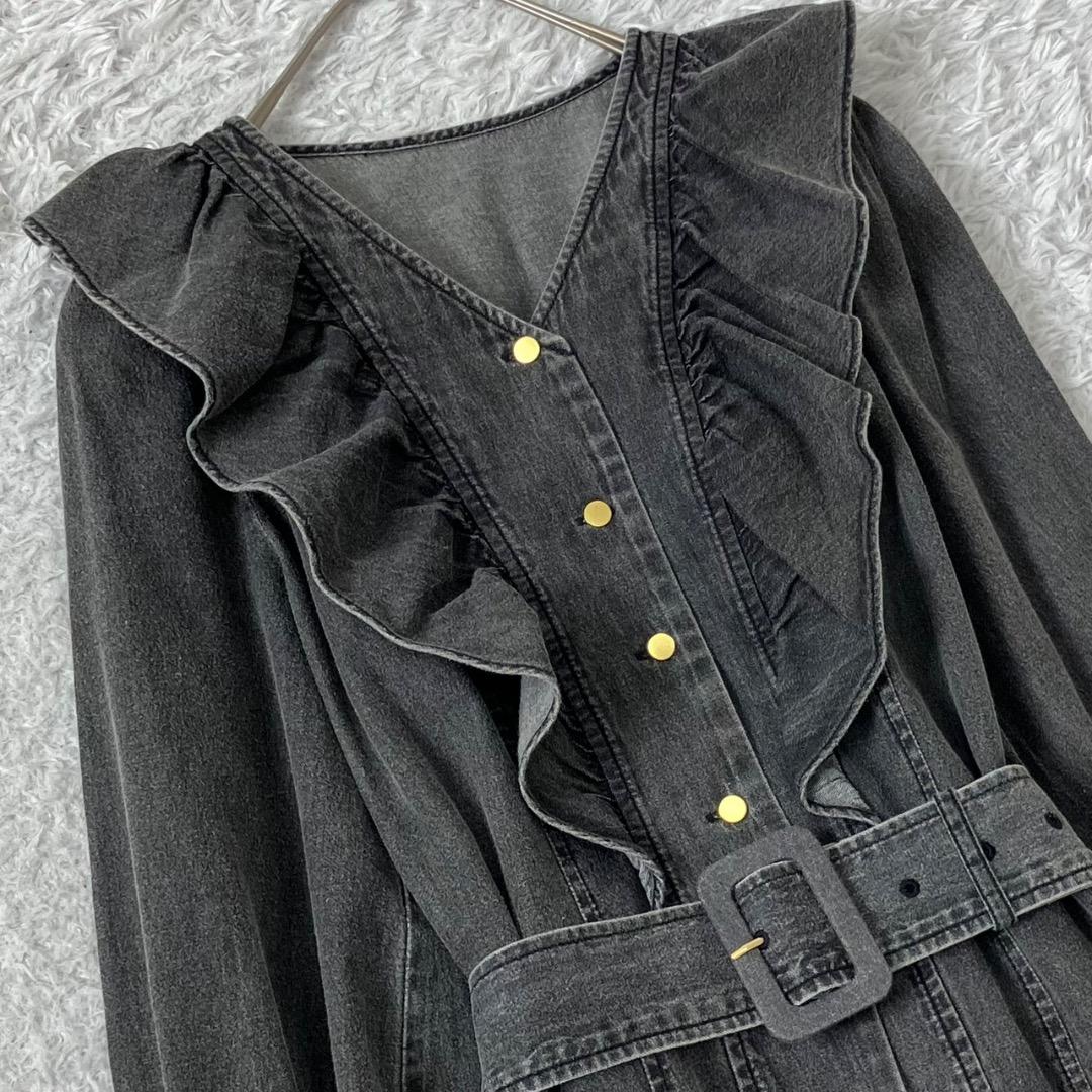 新品未使用✨近年✨ダイアグラム ラッフルティアードワンピース デニム ベルト
