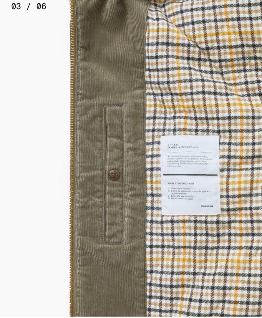 Khakis Corduroy Swing Jacket Sage Lサイズ