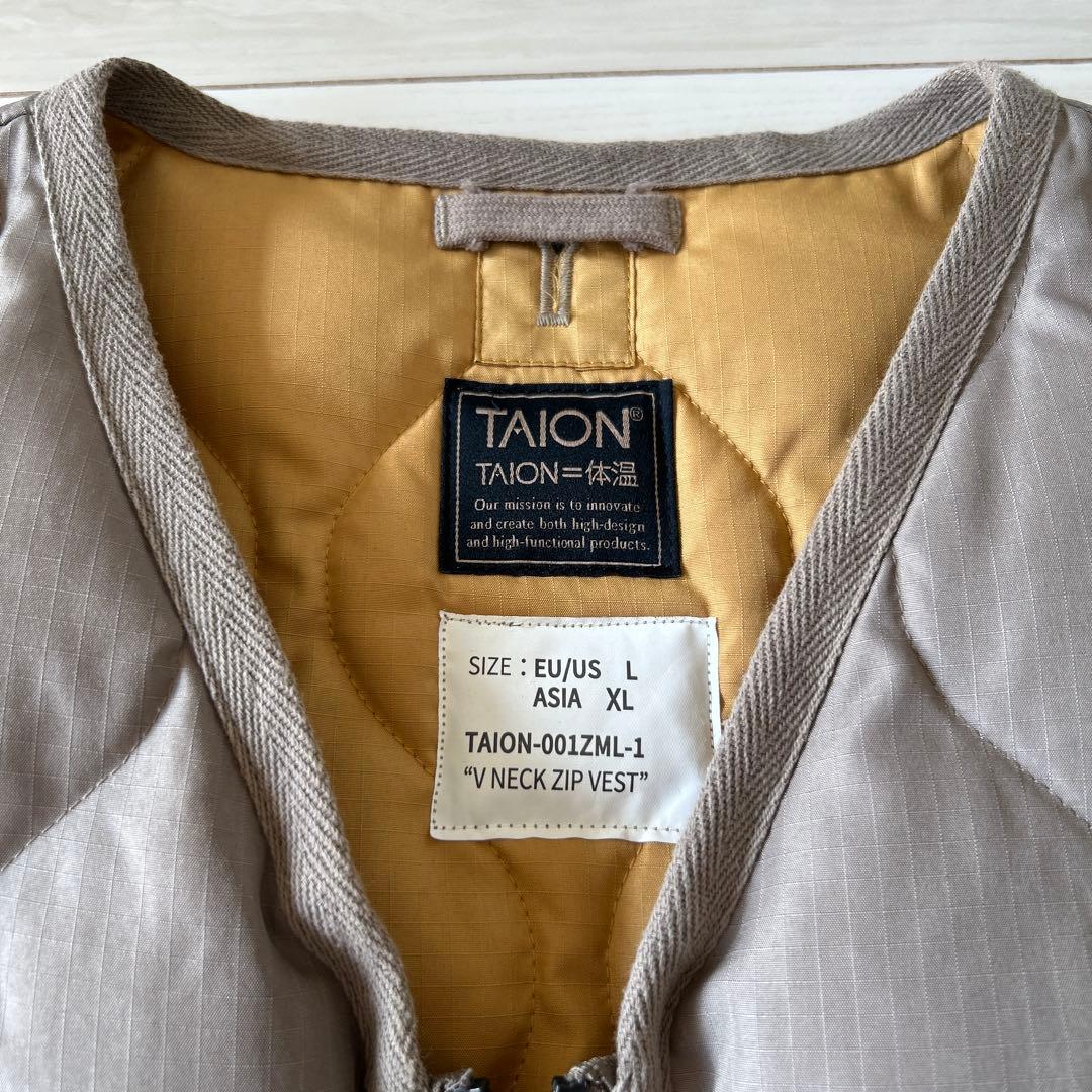 TAION V NECK ZIP VEST L/XL キルティング　ダウン