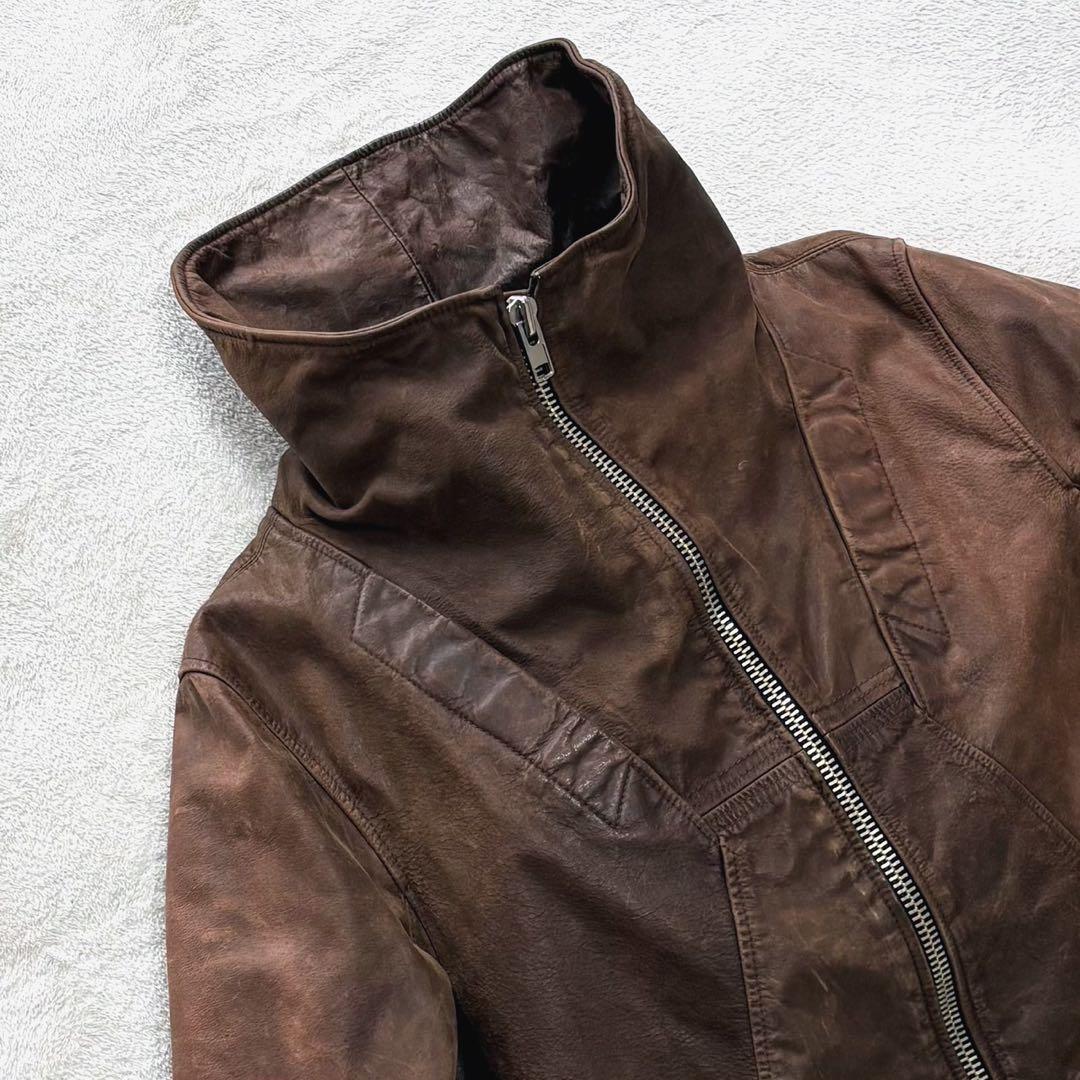 90s vintage leather jacket blouse 羊革 短丈
