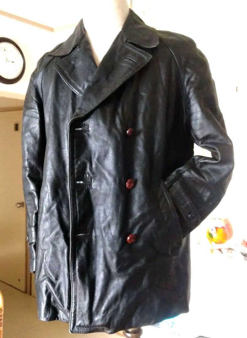 限界最終価格60s Vintage イタリア警察 レザージャケット カーコート