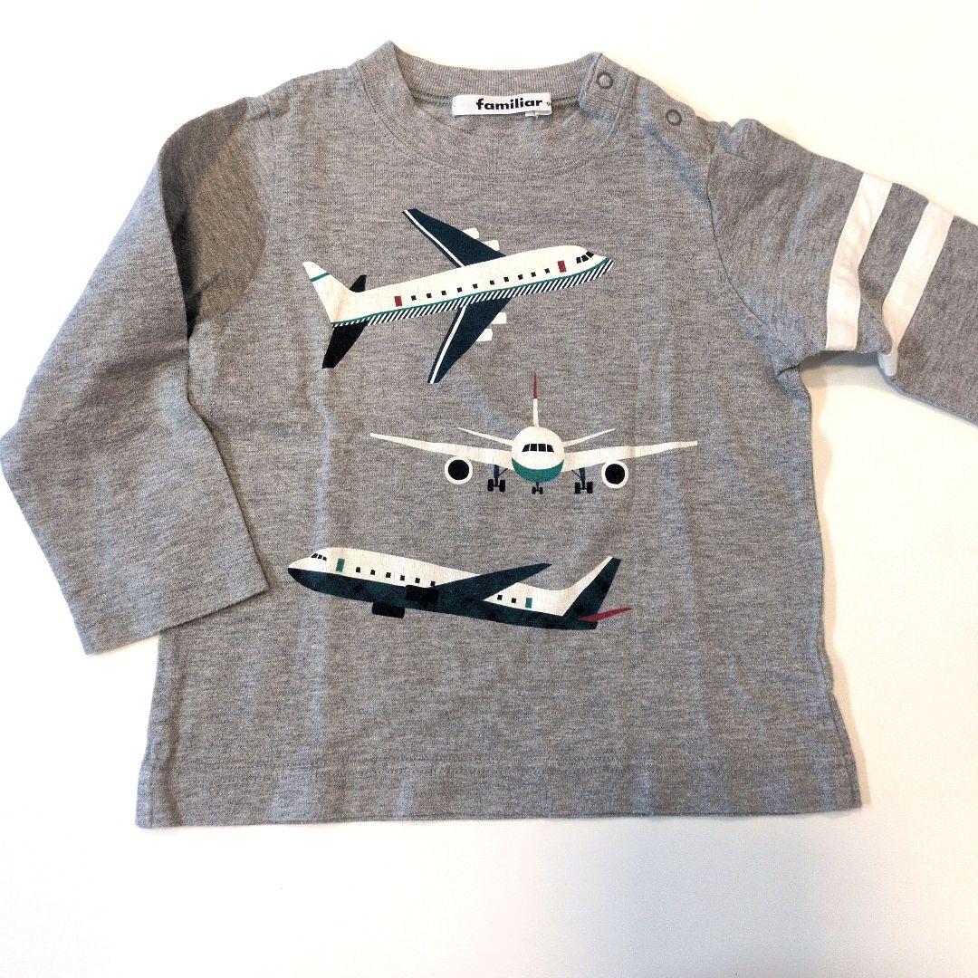 familiar 飛行機刺繍プリント 長袖カットソー 2枚セット　美品✨️