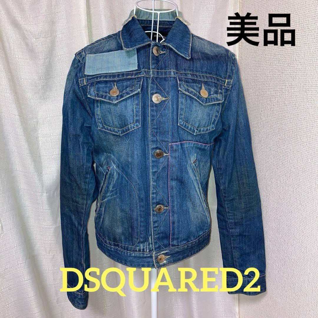 美品　ディースクエアード2デニムジャケット　ロゴ刺繍　ブルー系　Ｍ　イタリア製