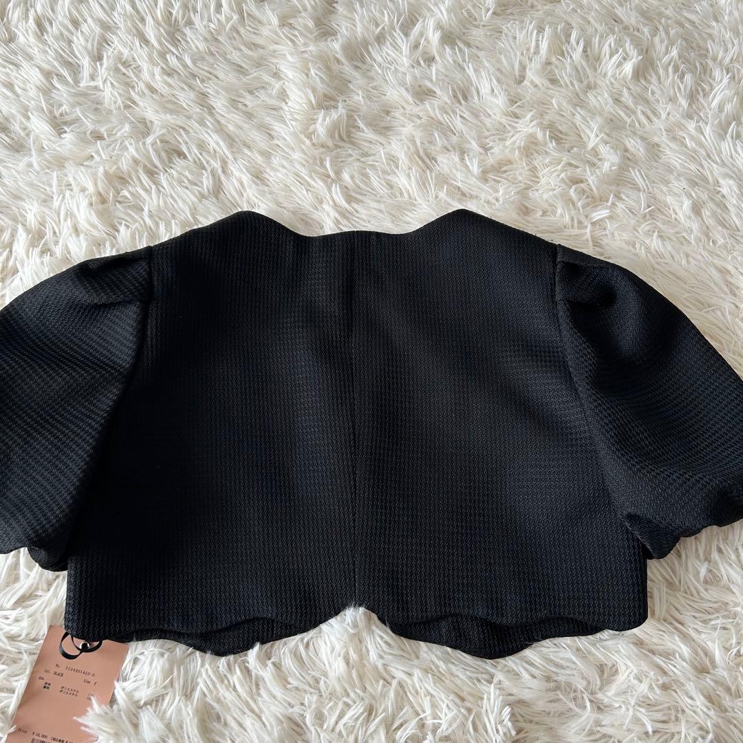 【未使用品】 eimy istoire スカラップ ショートジャケット ブラック