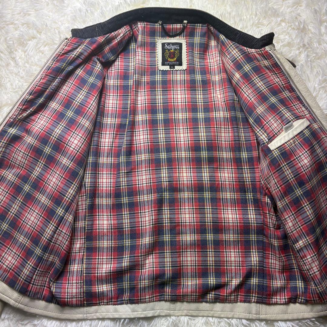 XL クラシックレーサー　Schott　シングルライダース　牛革　オフホワイト