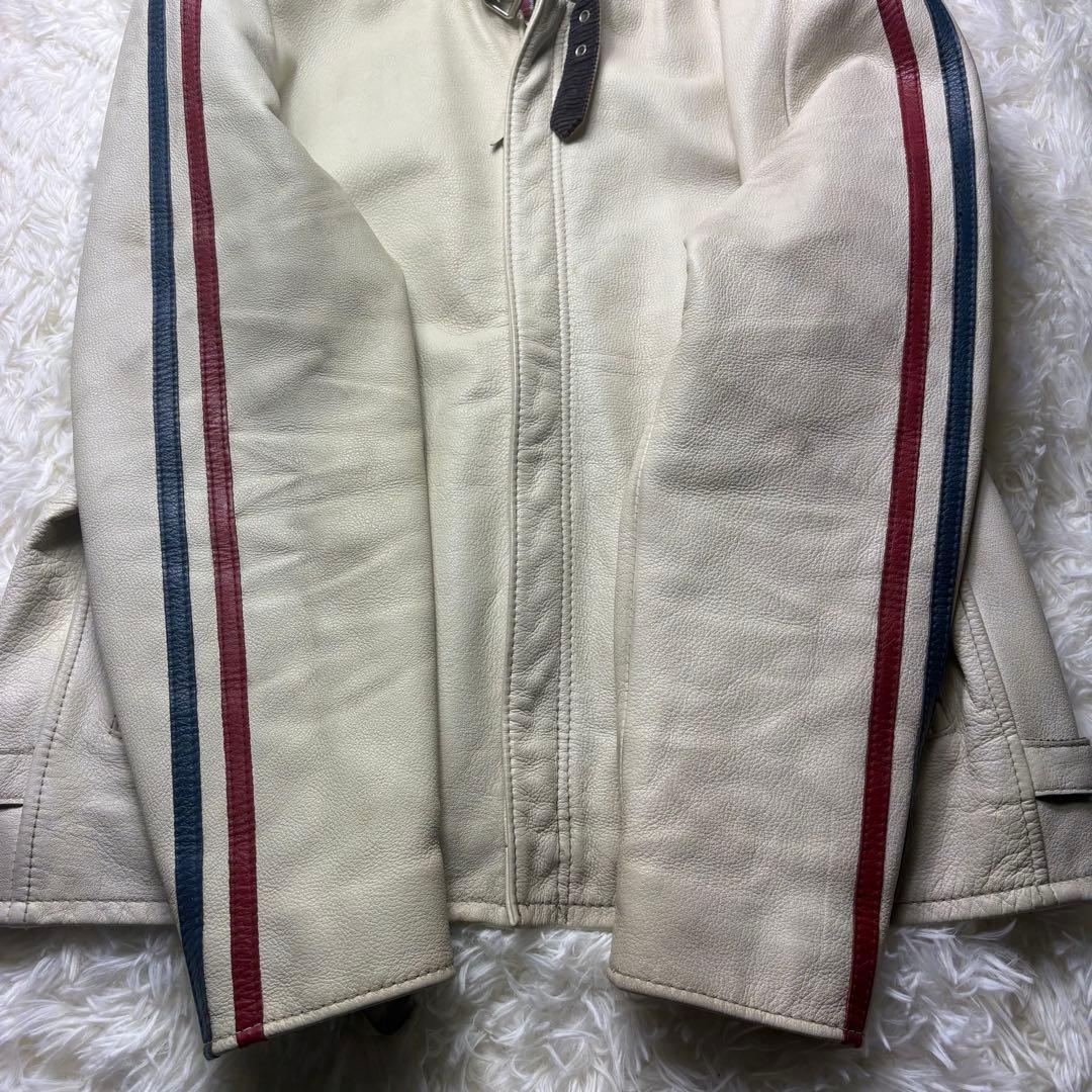 XL クラシックレーサー　Schott　シングルライダース　牛革　オフホワイト