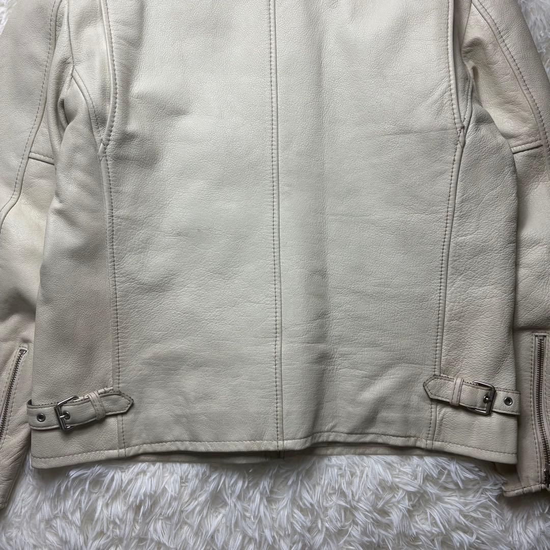 XL クラシックレーサー　Schott　シングルライダース　牛革　オフホワイト