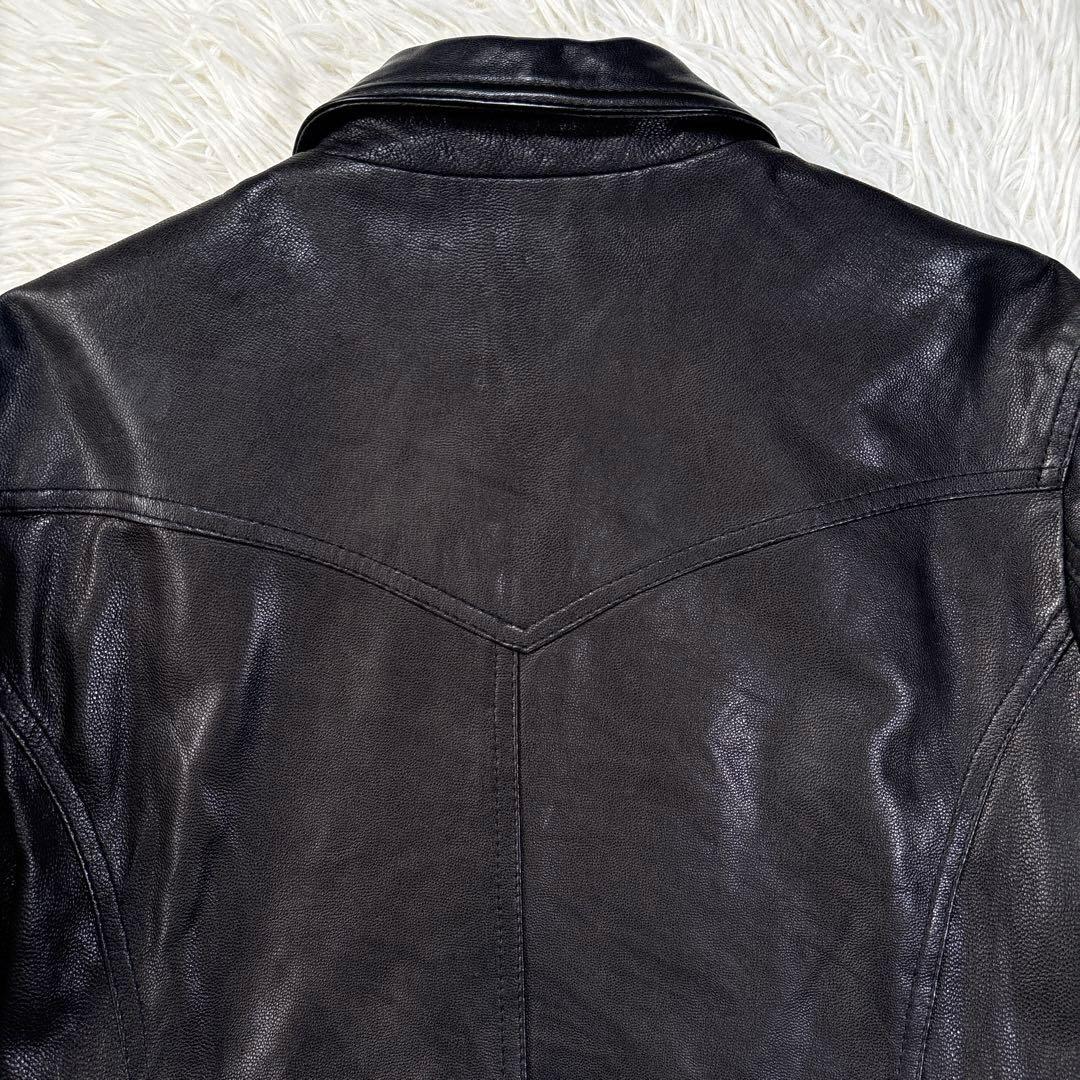 ✨希少・ペイズリー総柄✨ジャックローズ　レザージャケット　シングルライダース　黒