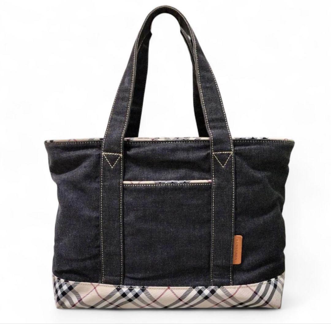 BURBERRY　バーバリー トートバック デニム ノバチェック ホースロゴ