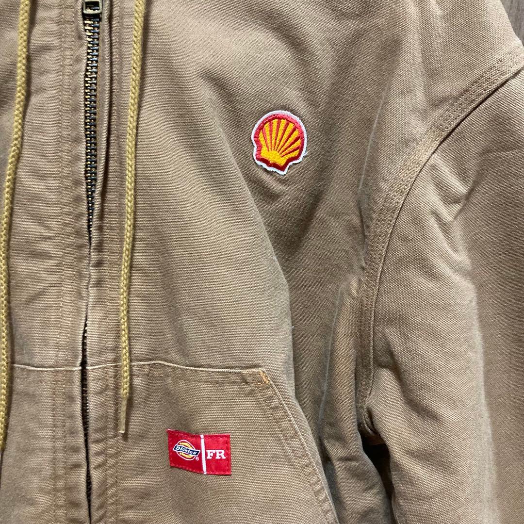 Dickies×Shell コラボ ワークパーカー フーディ ジップアップ 古着