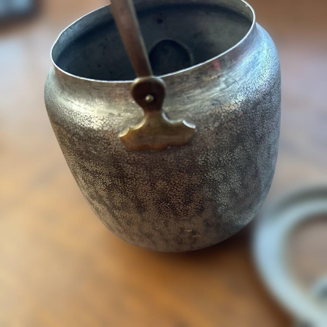 アンティーク　錫製？　薬缶　茶筒　セット