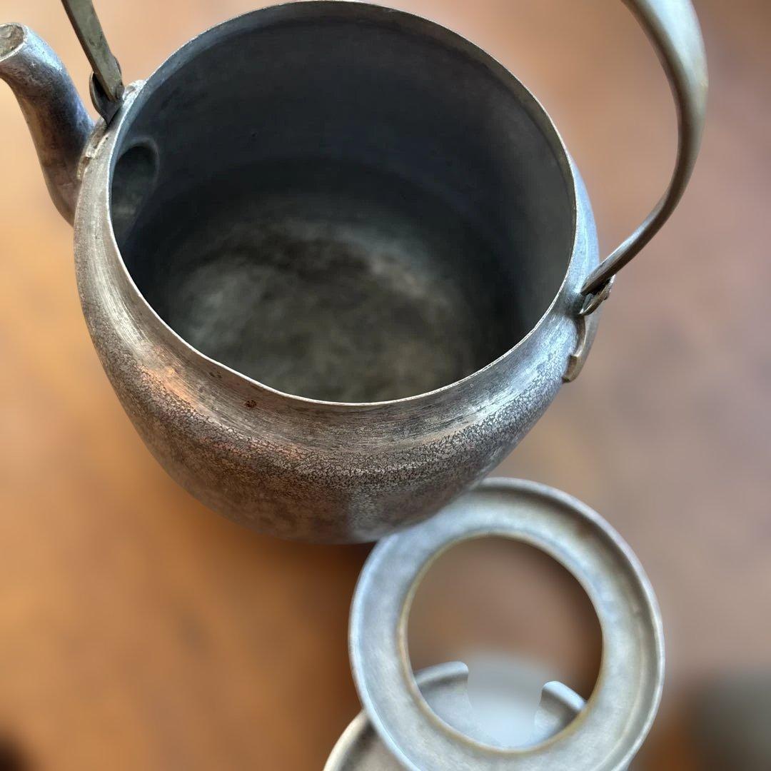 アンティーク　錫製？　薬缶　茶筒　セット