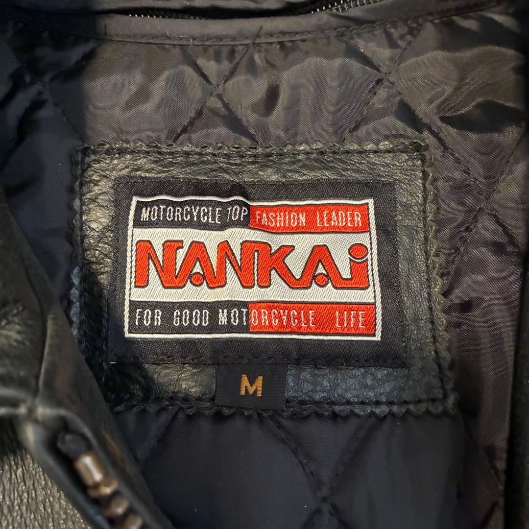 NANKAI ライダースジャケット バイカー 黒 牛革 ライナー付き