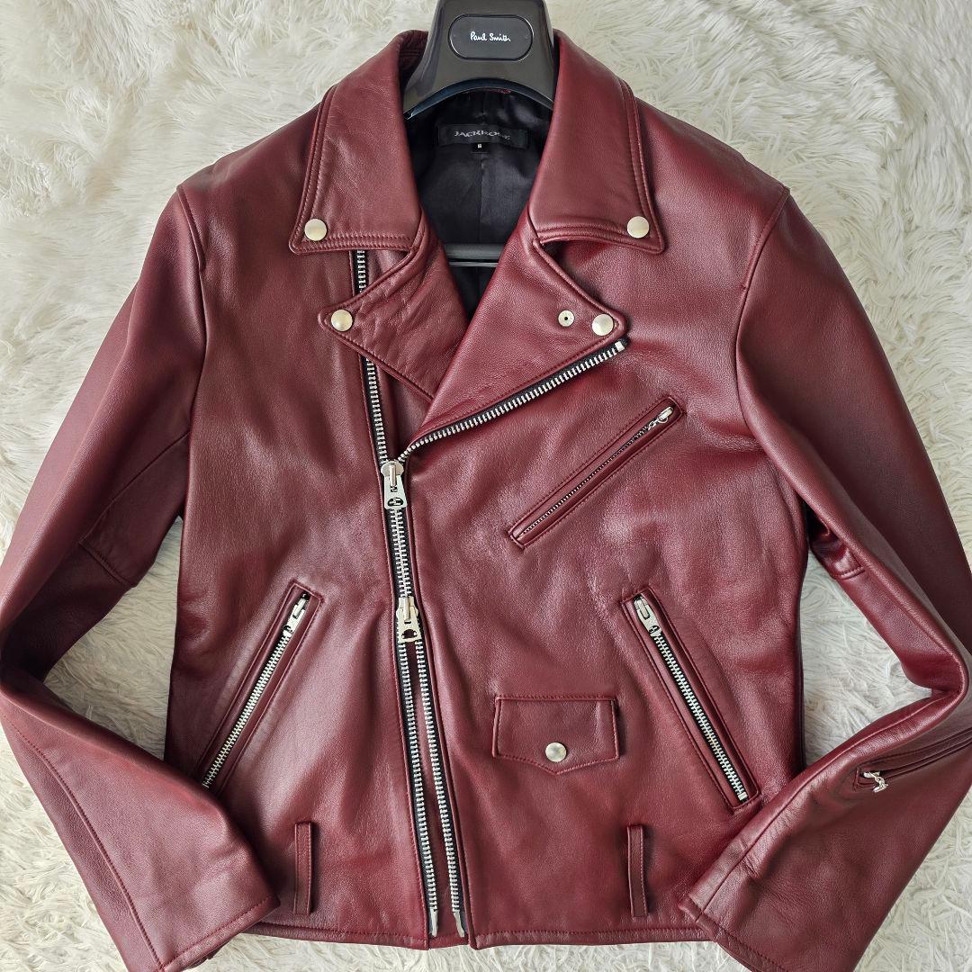 【美品/XL】近年モデル ジャックローズ ライダース ダブル レザー ボルドー系