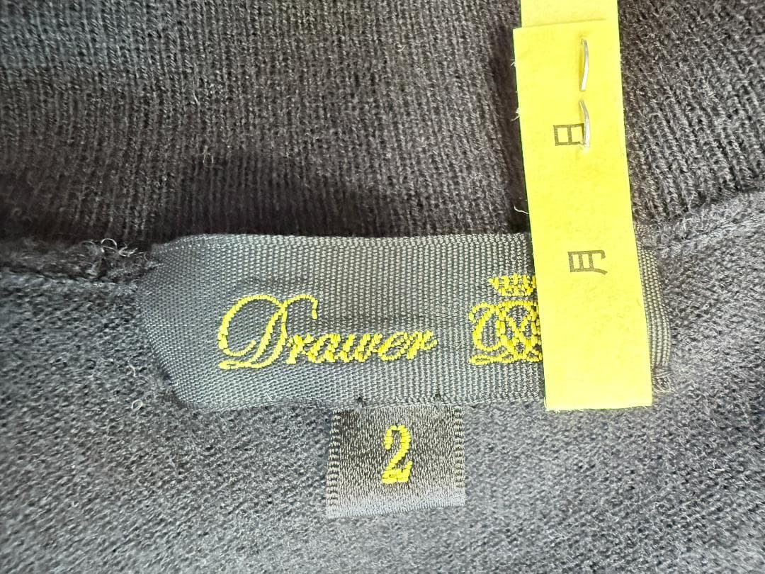美品★Drawerドゥロワー パフスリーブニットワンピース ウール ブラック2
