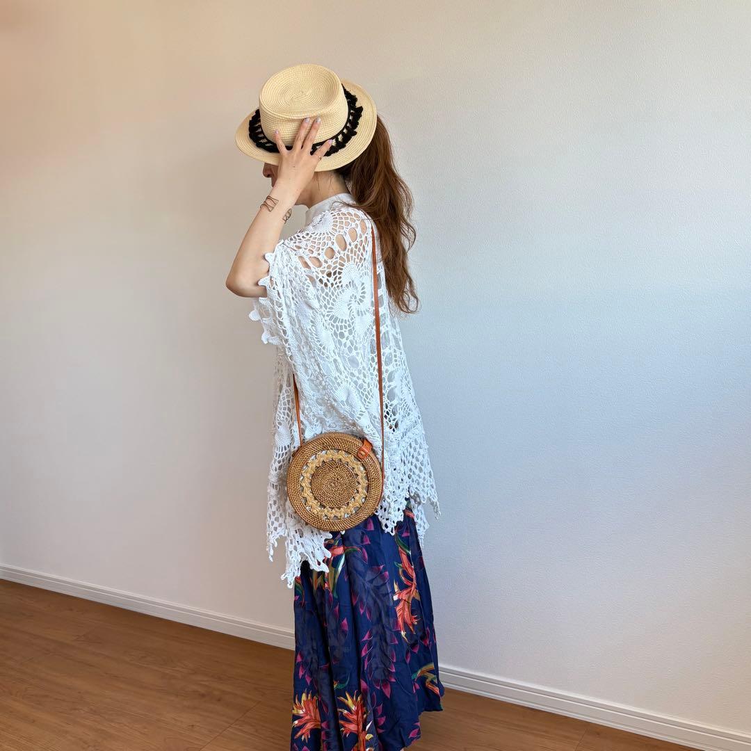 Vintage ヴィンテージ クロス リメイク トップス かぎ編み レース