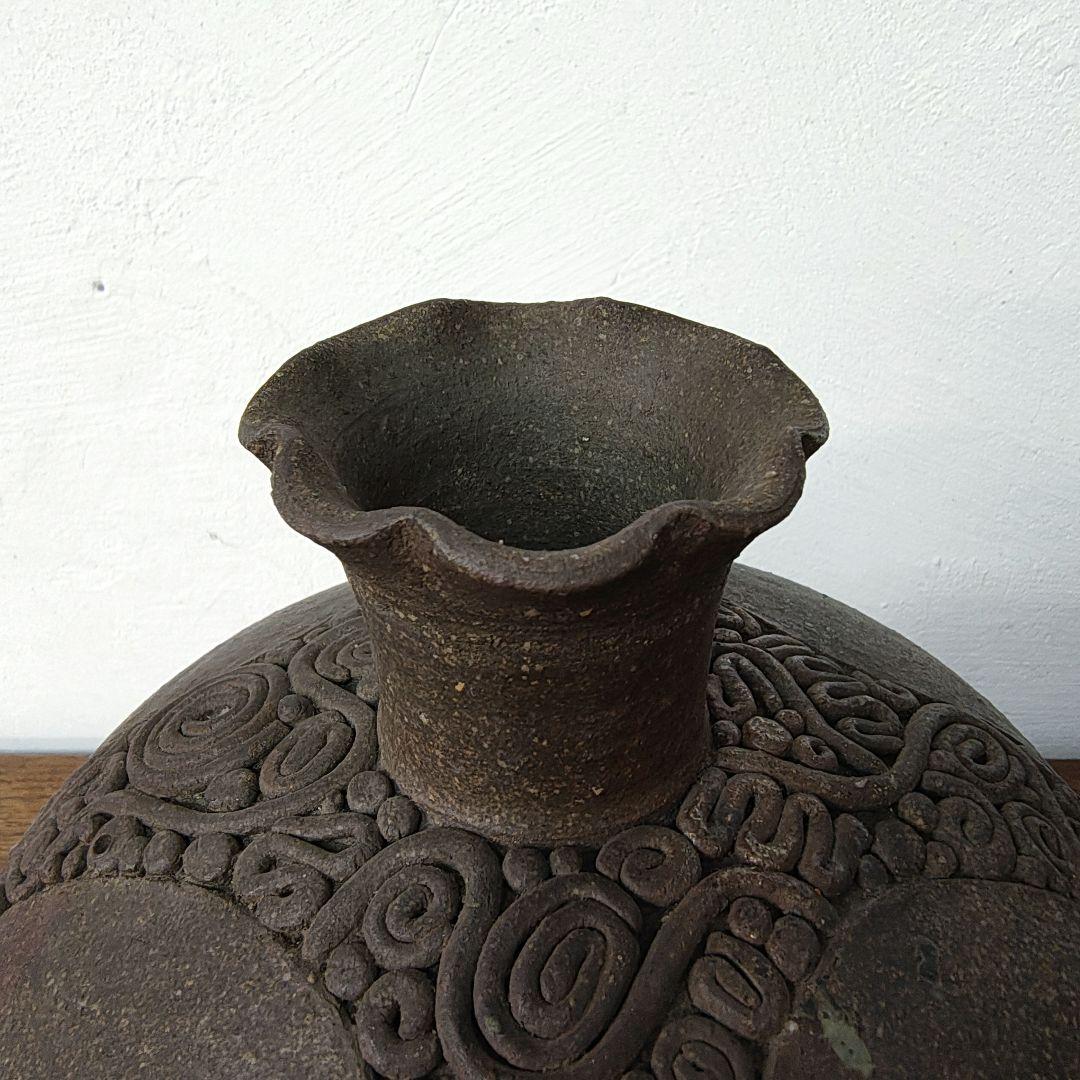 縄文　渦巻文　花器　花瓶　作家不詳